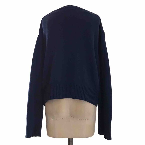 Brit NY Navy Blue 100% Cotton Knit Long Sleeve Pickleball Preppy Sweater NEW - M - Picture 5 of 7